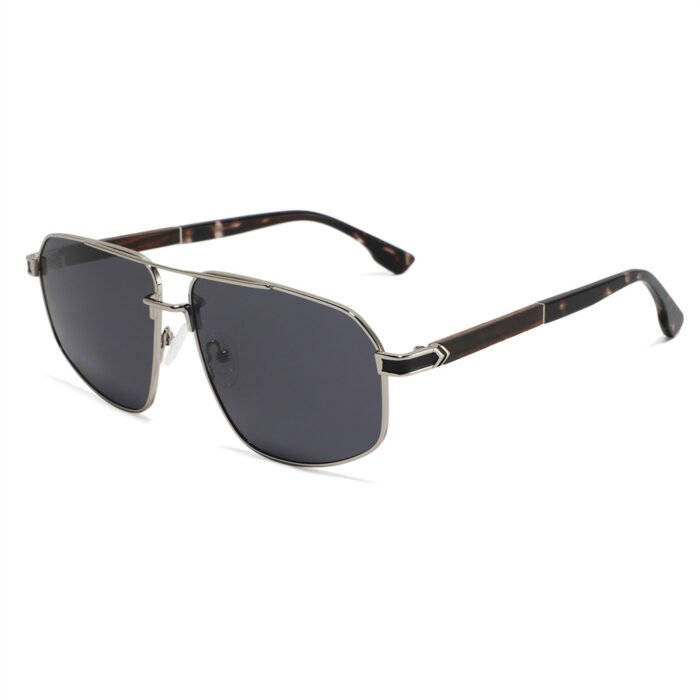 High Quality Metal Frame Sunglasses Wooden Temple Polarized Sunglasses Men - Image 6