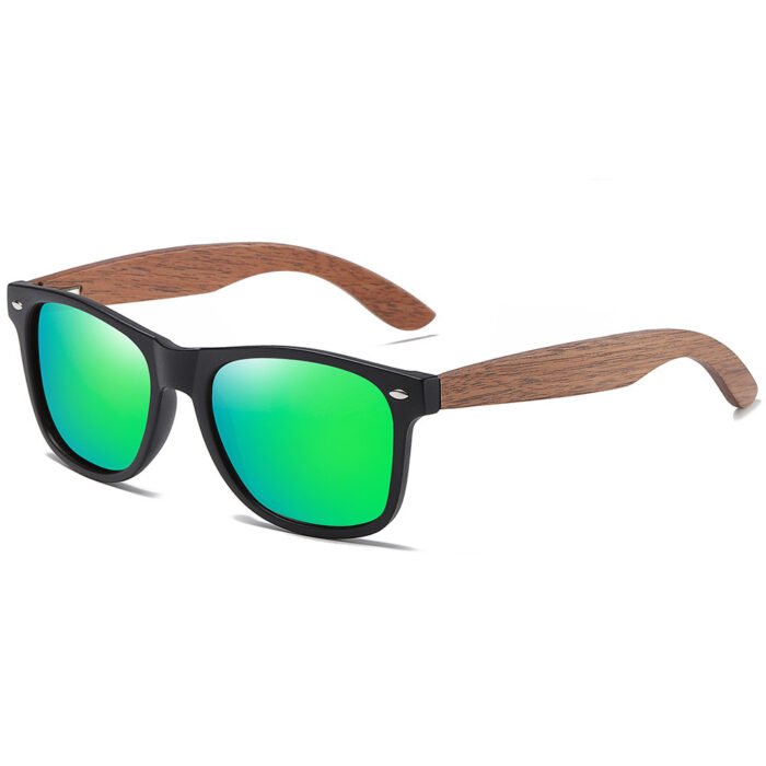 Eco-Friendly Bamboo Wood Sunglasses with Green Mirror Polarized Lens - Image 8
