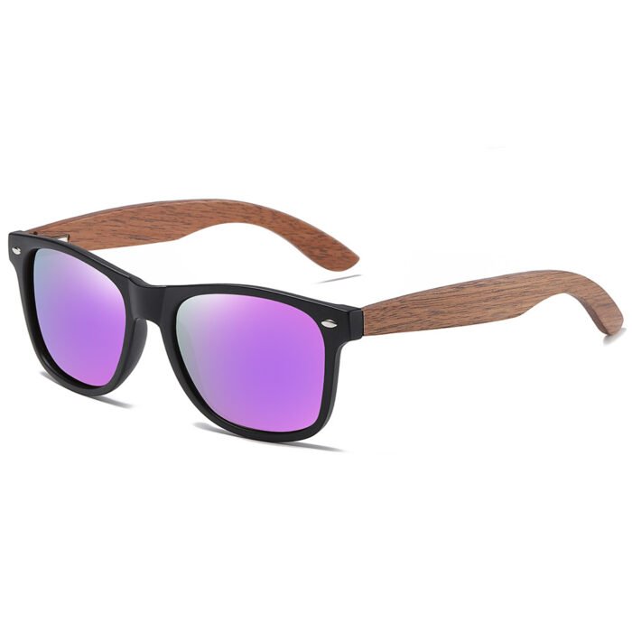 Eco-Friendly Bamboo Wood Sunglasses with Green Mirror Polarized Lens - Image 2