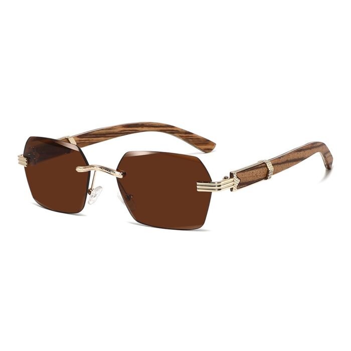 Premium Rimless Wooden Sunglasses - Image 3